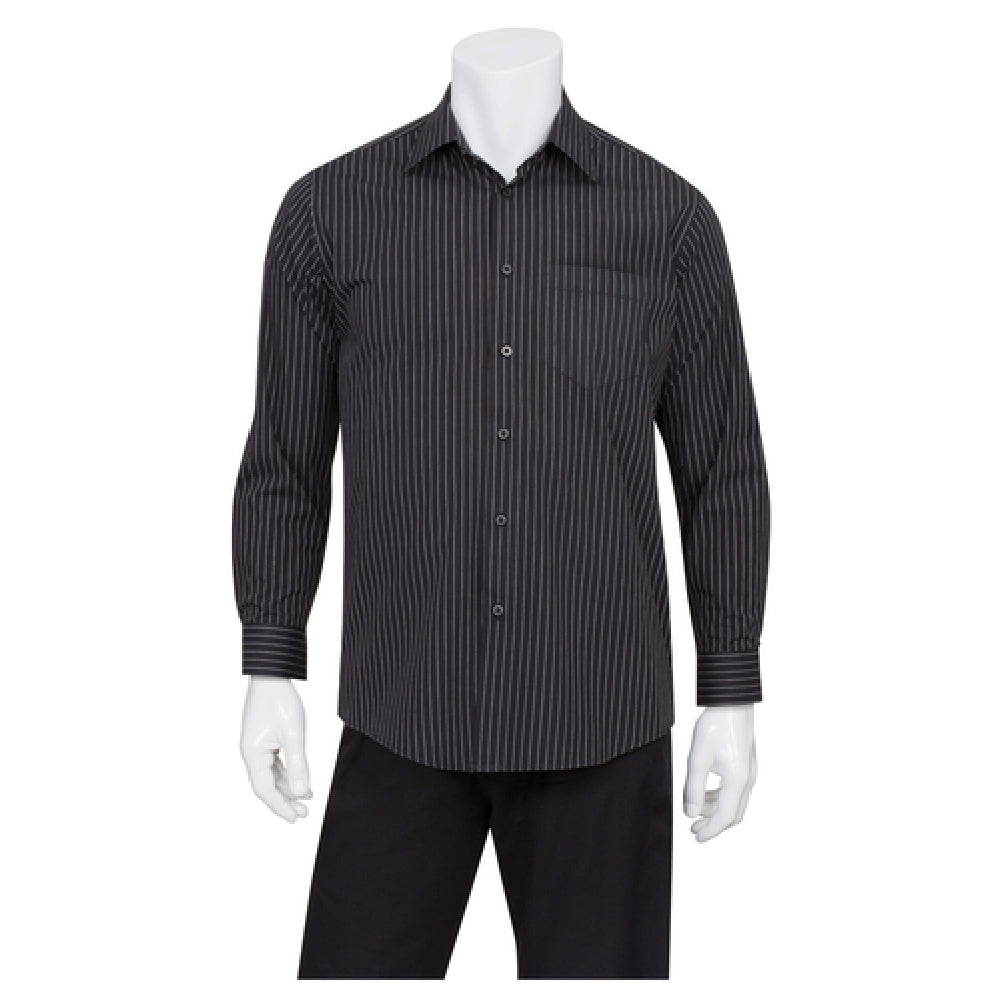 Chef Works D300-CDA-S Men's Onyx Dress Shirt Long Sleeves Adjustable Cuffs