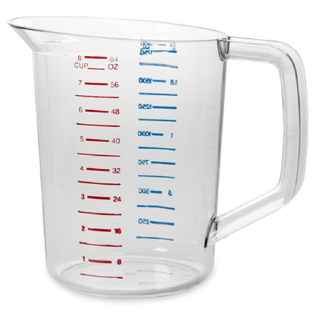 Rubbermaid FG321700CLR - Bouncer® Measuring Cup, 2 Quart - 40°F/-40°C To 212° F/100°C Temperature Range