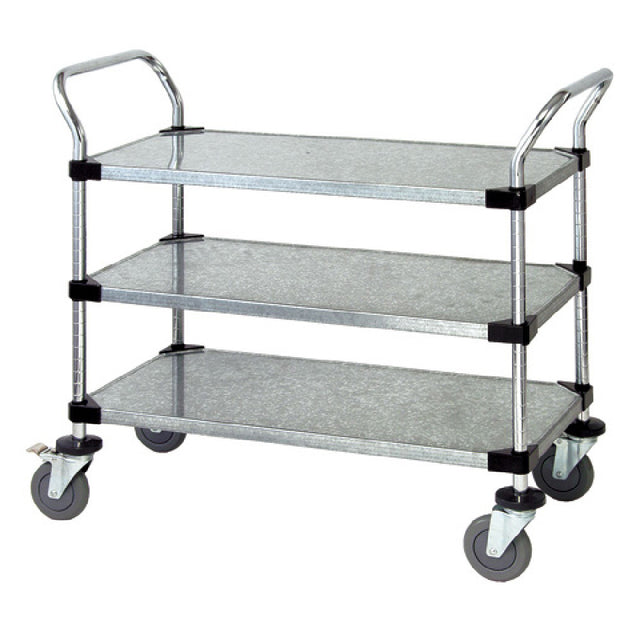 Quantum WRSC-1848SS-3S Utility Cart 48"W X 18"D X 37-1/2"H (2) Wire Shelves