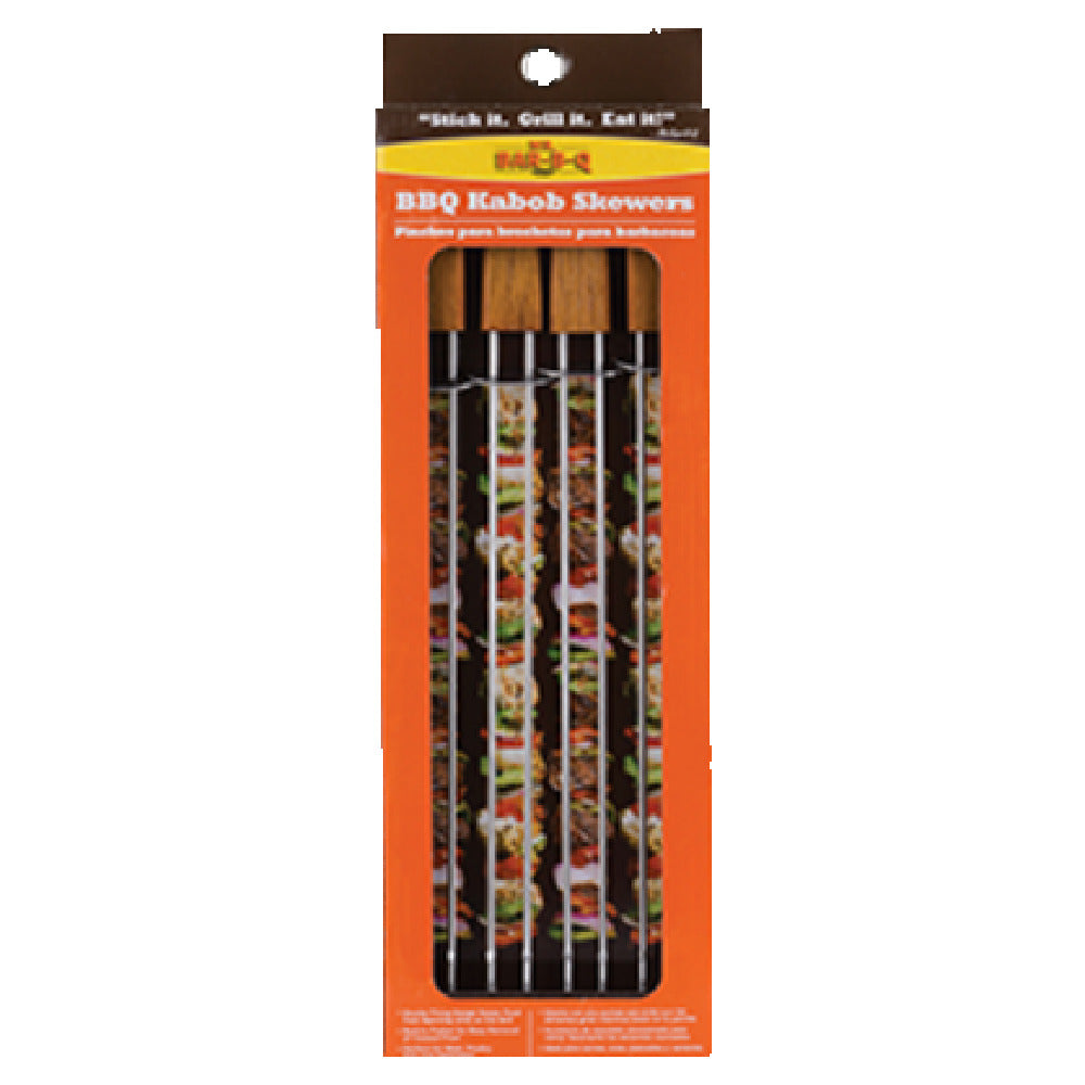 Chef Master 40217Y Mr. Bar-B-Q® Skewers Double Pronged Oval Wood Handle (4 Each Per Pack) (patented)