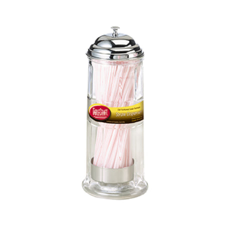 Tablecraft H714CH Straw Dispenser 4-3/8" X 4-3/8" X 11-1/8" Glass