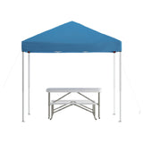 Flash Furniture JJ-GZ88103-BL-GG Kramer Pop-up Canopy Tent And Folding Table With Bench Set