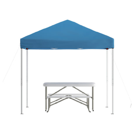 Flash Furniture JJ-GZ88103-BL-GG Kramer Pop-up Canopy Tent And Folding Table With Bench Set