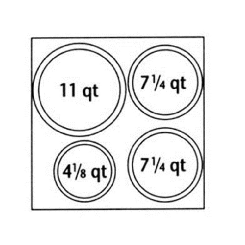 Nemco 67412 Adapter Plate Two 7-1/4 Quart One 4-1/8 Qt. And One 11 Qt. Inset Holes