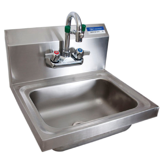 BK Resources BKHS-W-1410EY-P-G Hand Sink With Eye Wash Station Wall Mount 14" Wide X 10" Front-to-back X 5" Deep Bowl