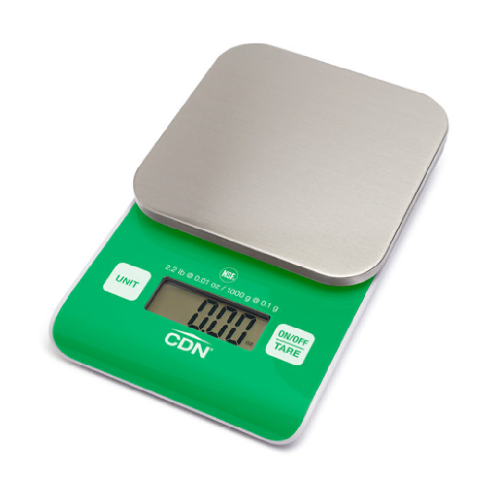 CDN SD0202-G Digital Precision Scale Green Product Dimensions: 4.45 W X 0.94 H X 7.13 D In (11.3 W X 2.4 H X 18.1 D Cm)