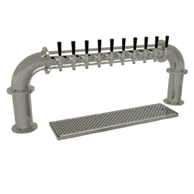 Glastender PP-10-MF Pipe Pass-Thru Draft Dispensing Tower Countertop (10) Stainless Steel Faucets (handles Not Included)