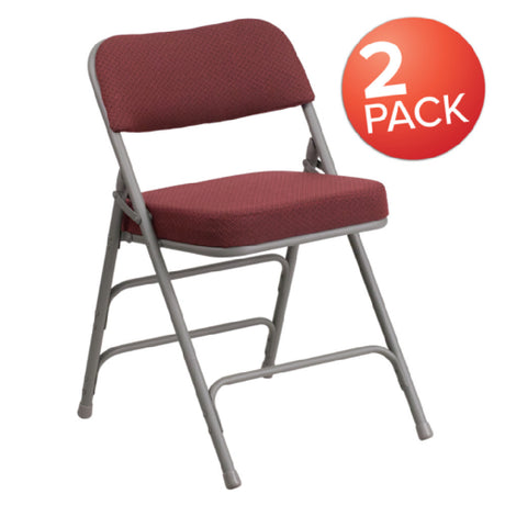 Flash Furniture 2-AW-MC320AF-BG-GG Hercules Series Folding Chair Burgundy Patterned Fabric Back & Seat