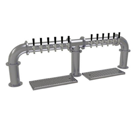 Glastender PB-12-SSR Pipe Bridge Draft Dispensing Tower Countertop (12) Stainless Steel Faucets (handles Not Included)