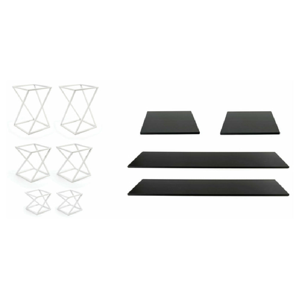 FOH BST037MUM28 Buffet Essentials Twist Black Bamboo On White Includes Two BRI005WHI28 Twist Risers Set Of 3 White