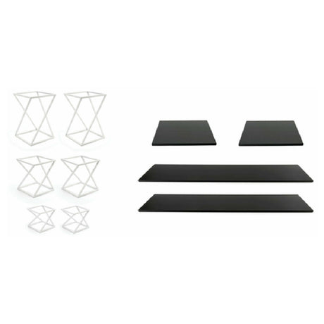 FOH BST037MUM28 Buffet Essentials Twist Black Bamboo On White Includes Two BRI005WHI28 Twist Risers Set Of 3 White