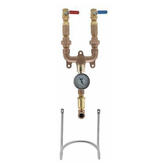 T&S Brass MV-0771-12N-BVT Mixing Valve Assembly 3/4" Globe Valves With Color Coded Handles