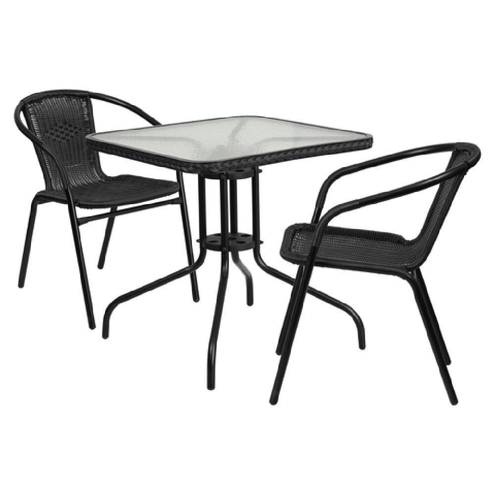 Flash Furniture TLH-073SQ-037BK2-GG Table & Chair Set Includes (1) 28"W X 28"D X 28"H Table