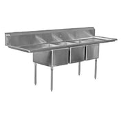 Serv-Ware 3CWPH24242-24 - Heavy Duty Series Sink, Three Compartment, 124"W X 24"D X 45-1/2"H