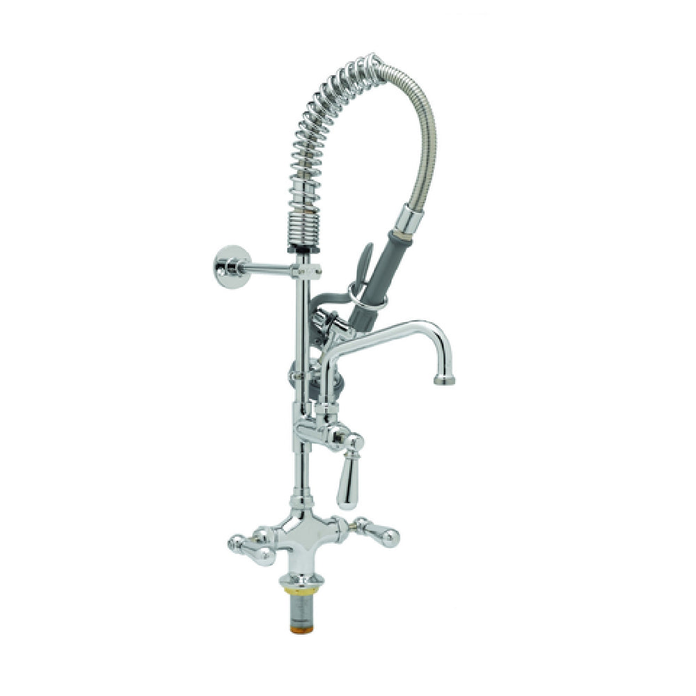 T&S Brass MPZ-2DCN-06 Mini Pre-Rinse Unit Single Hole Deck Base Faucet Compact Spring & Flex Hose