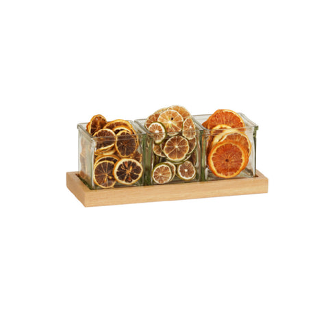 Cal Mil 23183-21 Sydney 3 Jar Display 12.75"W X 5"D X 4.5"H Oak