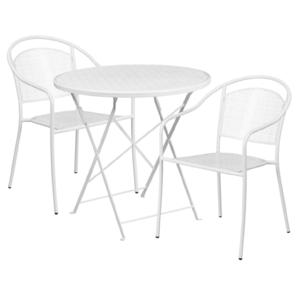 Flash Furniture CO-30RDF-03CHR2-WH-GG Patio Table Set Includes (1) Folding Table: 30" Dia. X 28"H