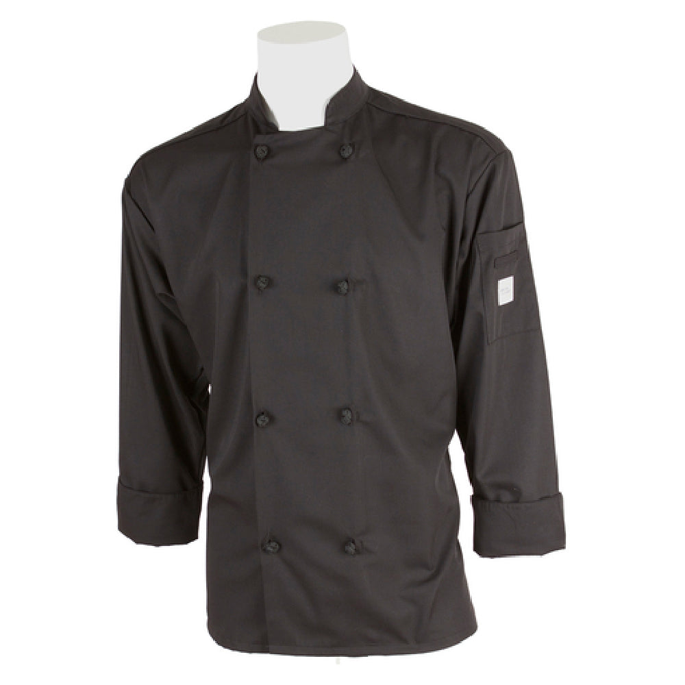 Mercer Culinary M60012BKM Millennia® Unisex Jacket (8) Cloth Knot Buttons Shoulder Pocket