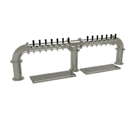 Glastender PB-14-MF Pipe Bridge Draft Dispensing Tower Countertop (14) Stainless Steel Faucets (handles Not Included)