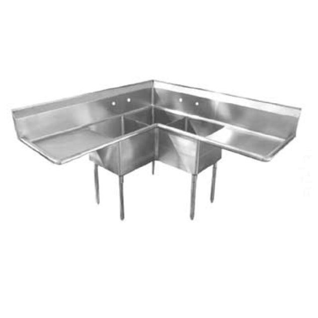 Serv-Ware E3CWP24242-24-C - Economy Series Corner Sink, Three Compartment, 75"W