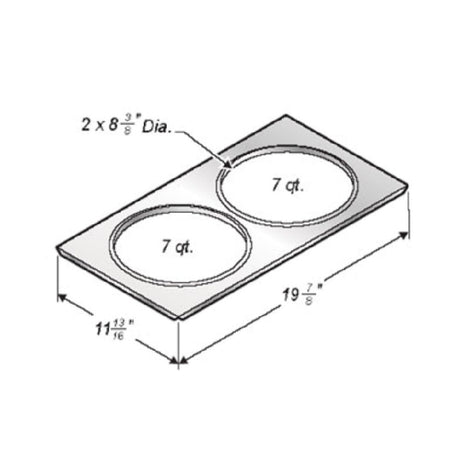 Wells 20176 Adapter Top To Convert 12" X 20" Square Corner Warmer To Hold (2) 7 Qt. Insets