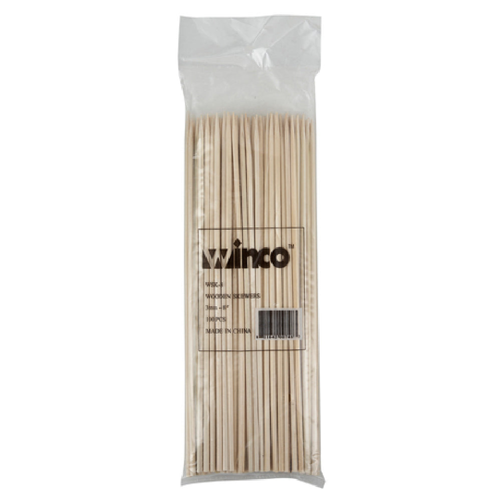 Winco WSK-08 Skewers 8" Bamboo (100 Pieces Per Bag Qty Break = 30 Bag)