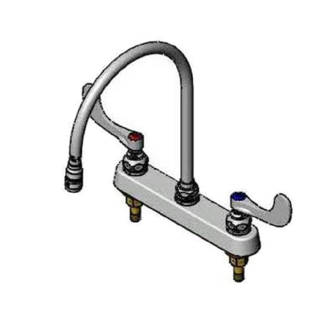 T&S Brass B-1120-135X-WH4 Workboard Faucet Deck Mount With 8" Centers Quarter-turn Eterna Cartridges With Spring Checks