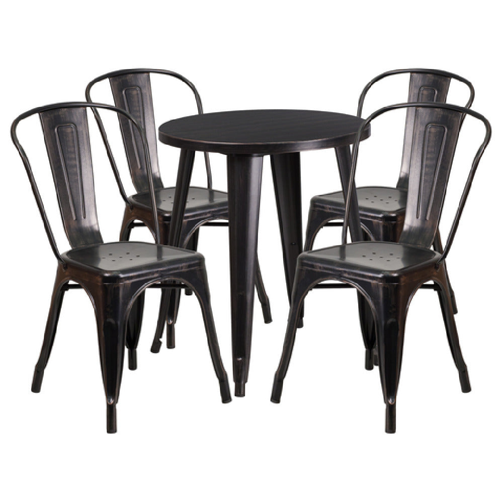 Flash Furniture CH-51080TH-4-18CAFE-BQ-GG Table And Chair Set Includes (1) 24" Dia. X 29"H Table