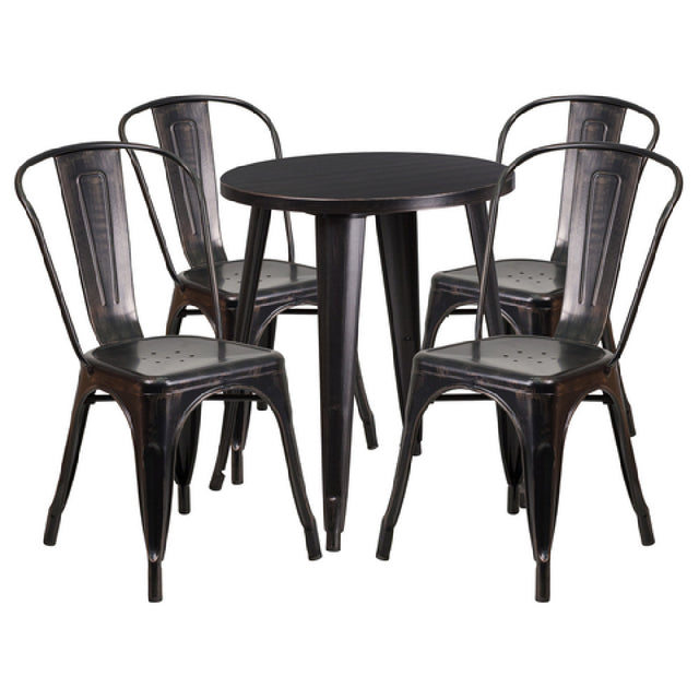 Flash Furniture CH-51080TH-4-18CAFE-BQ-GG Table And Chair Set Includes (1) 24" Dia. X 29"H Table