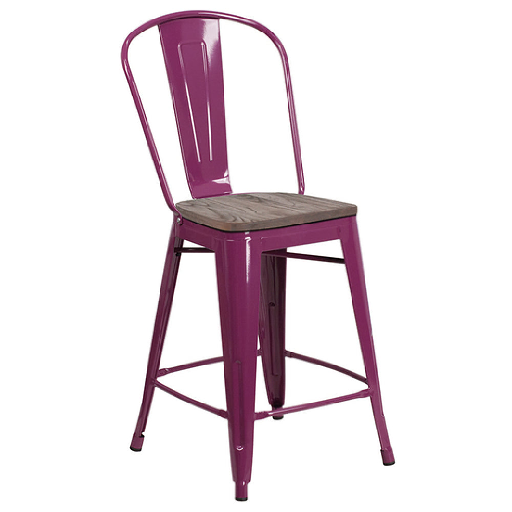 Flash Furniture ET-3534-24-PUR-WD-GG Bar Stool 500 Lb. Weight Capacity Counter Height