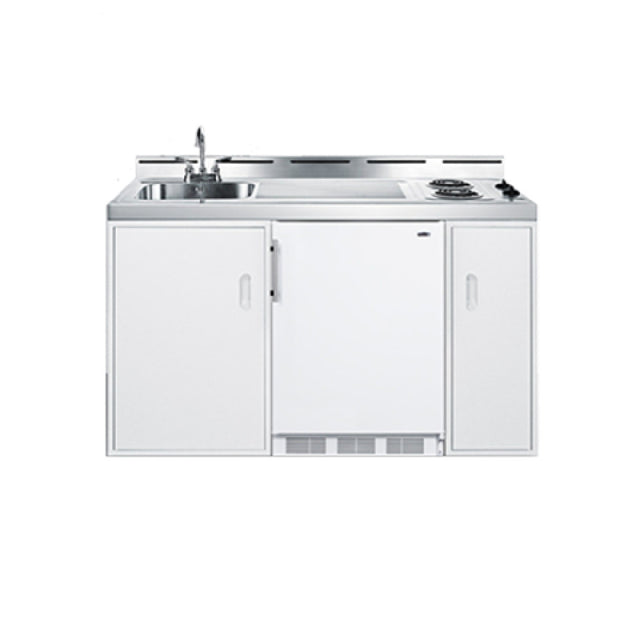 Summit C60EL All-in-One Combo Kitchen 59.18"W X 24"D X 40"H One Piece Stainless Steel Top With Deep Drawn Sink