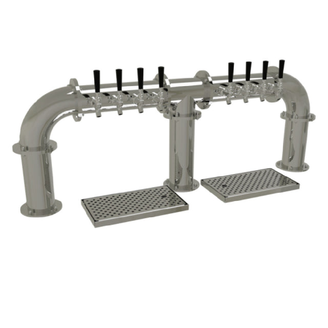 Glastender PB-8-MFR Pipe Bridge Draft Dispensing Tower Countertop (8) Stainless Steel Faucets (handles Not Included)