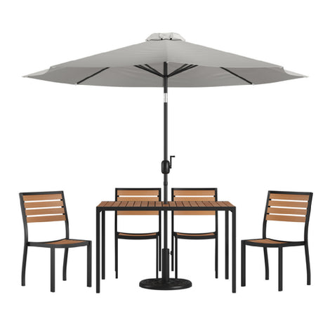 Flash Furniture XU-DG-304860364-UB19BGY-GG Patio Dining Table Set Includes (1) 48"W X 30"D Rectangular Table