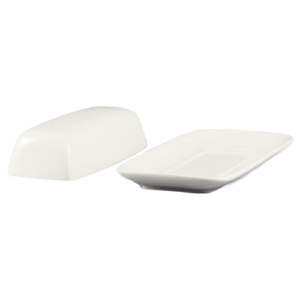 CAC China BTD-8 Accessories Butter Dish Set Includes: (1) 8-1/4"L X 4-1/4"W X 3/4"H