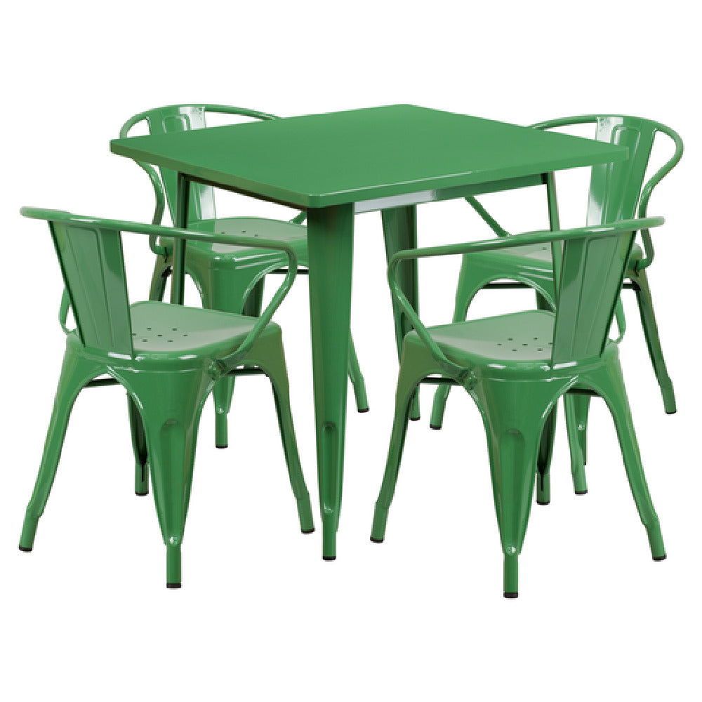 Flash Furniture ET-CT002-4-70-GN-GG Table And Chair Set Includes (1) 31-1/2"W X 31-1/2"D X 29-1/2"H Table