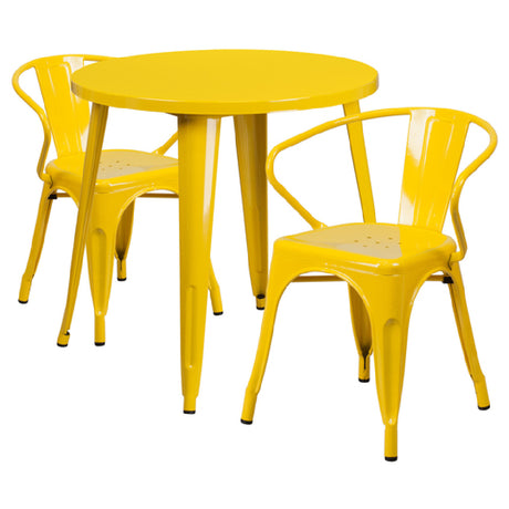 Flash Furniture CH-51090TH-2-18ARM-YL-GG Table And Chair Set Includes (1) 30" Dia. X 29-1/2"H Table