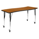 Flash Furniture XU-A3060-CON-OAK-T-A-CAS-GG Wren Activity Table 60"W X 26"D X 20"-30"H