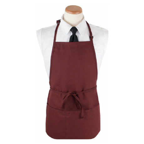 John Ritzenthaler Company 3PBIABGFP Ritz® Bib Apron 26" X 23" Long 3 Front Pockets And Pen Pocket With Seamless Bottoms