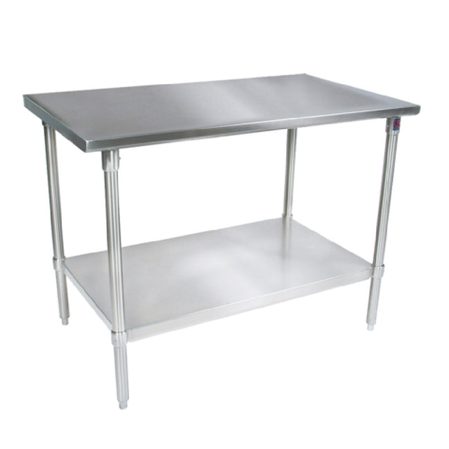 John Boos ST4-24108GSK Work Table 108"W X 24"D 14/300 Stainless Steel Flat Top