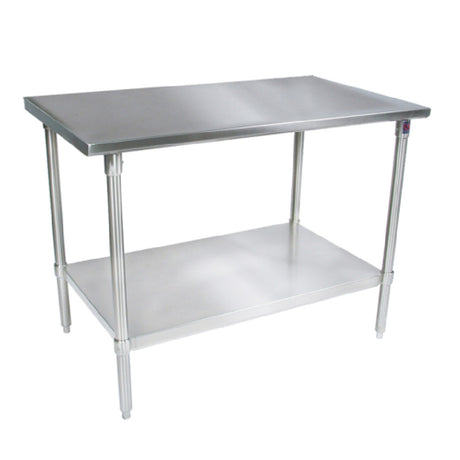 John Boos ST4-36132SSK Work Table 132"W X 36"D 14/300 Stainless Steel Flat Top