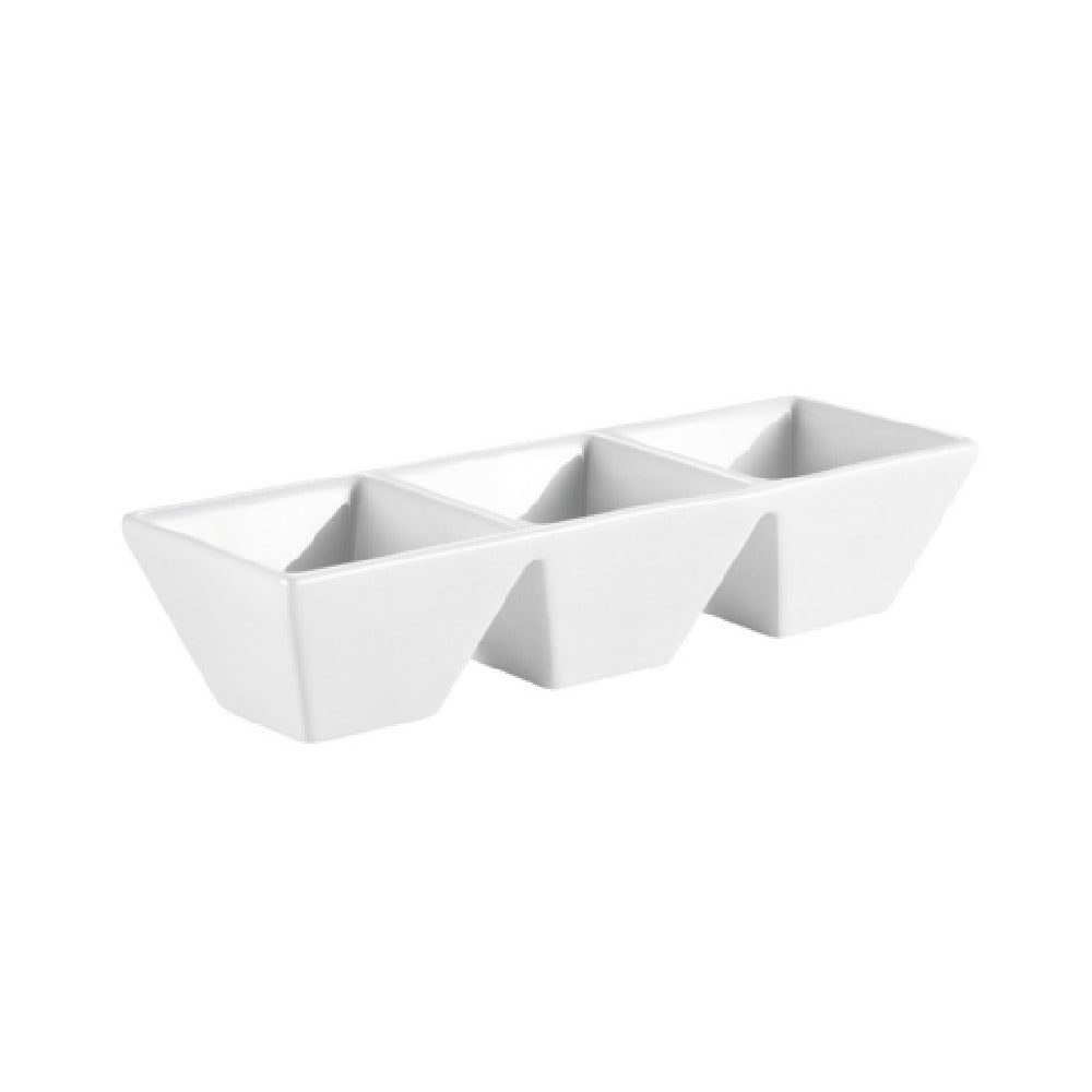 CAC China CN-3T7 CN Divided Side Dish Plate 1-1/2 Oz. Per Compartment 7"L X 2-1/2"W X 1-1/4"H