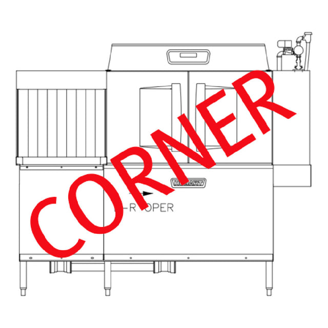 Hobart CLCS76EN-EGR+BUILDUP Conveyor Dishwasher Energy Recovery (DWER) Single Tank With A CORNER Scrapper