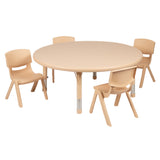 Flash Furniture YU-YCX-0053-2-ROUND-TBL-NAT-E-GG Preschool Activity Table Set Includes (1) Table: 45" Dia. X 14-1/2" 23-3/4" Adjustable Height