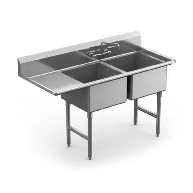 Winholt WS2T1620LD18-14DP-14GA - Sink, Two Compartment, With Left-hand 18" Drainboard