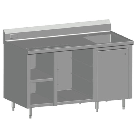SPG BCRS-60R - Universal Stainless Beverage Counter, With Rack Slides, 60" Long