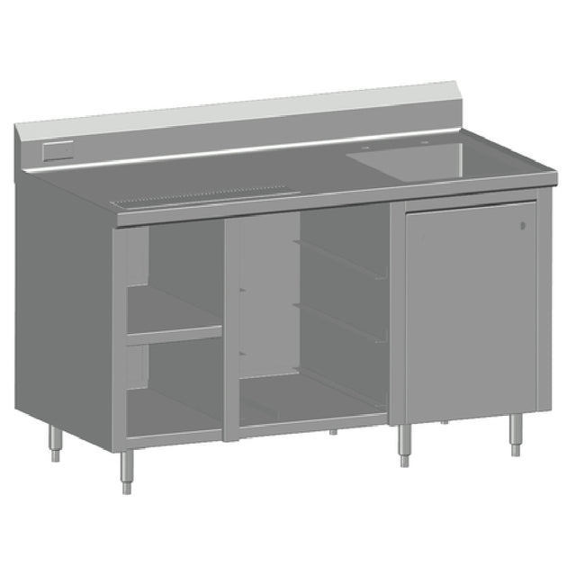 SPG BCRS-60R - Universal Stainless Beverage Counter, With Rack Slides, 60" Long
