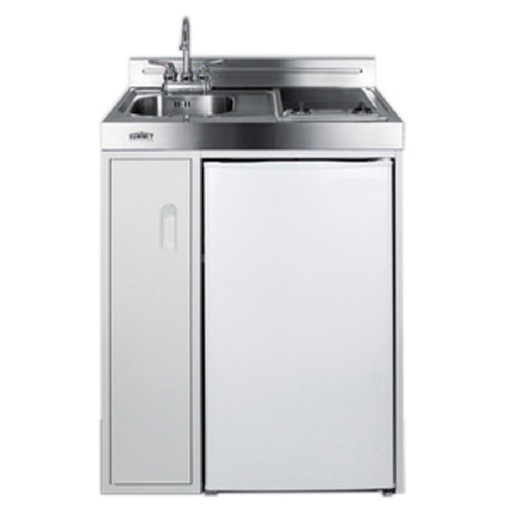 Summit C30ELGLASS All-in-One Combo Kitchen 30"W X 23.75"D X 41"H One Piece Stainless Steel Top With Deep Drawn Sink