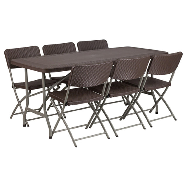 Flash Furniture DAD-YCZ-172-61-GG Folding Table And Chair Set Includes (1) 67-1/2"W X 32-1/2"D X 28-3/4"H