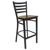 Flash Furniture XU-DG697BLAD-BAR-MAHW-GG Hercules Series Restaurant Bar Stool Metal Ladder Back