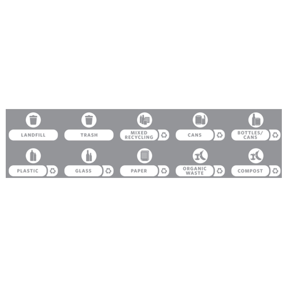 Rubbermaid 1977787 - Slim Jim® Recycling Label Kit Version C, Includes (1) Each Mixed Recycling